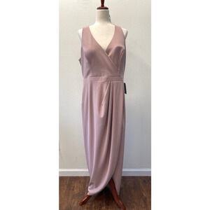 Xscape Maxi Dress Gown Womens 16 Pink Crepe Tulip Hem Prom Bridesmaid MOB NWT